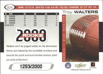 2000 Score - Scorecard #304 Troy Walters Back