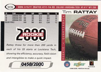 2000 Score - Scorecard #309 Tim Rattay Back