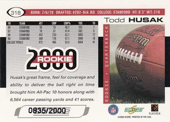 2000 Score - Scorecard #318 Todd Husak Back