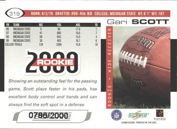 2000 Score - Scorecard #319 Gari Scott Back