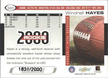 2000 Score - Scorecard #320 Windrell Hayes Back