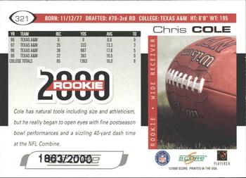 2000 Score - Scorecard #321 Chris Cole Back