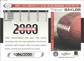 2000 Score - Scorecard #323 Trevor Gaylor Back