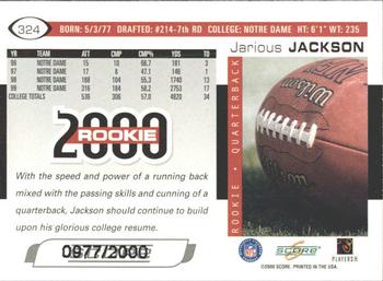2000 Score - Scorecard #324 Jarious Jackson Back