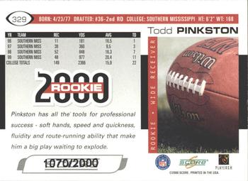 2000 Score - Scorecard #329 Todd Pinkston Back