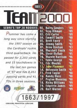2000 Score - Team 2000 Gold #TM13 Jake Plummer Back