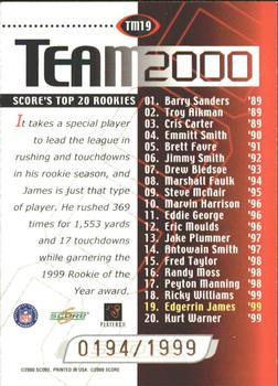 2000 Score - Team 2000 Gold #TM19 Edgerrin James Back