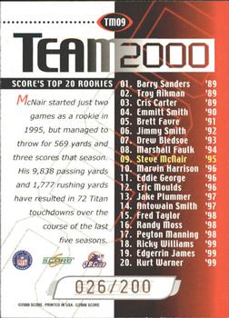 2000 Score - Team 2000 Green #TM09 Steve McNair Back