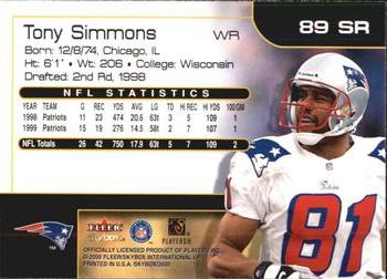 2000 SkyBox - Star Rubies #89 SR Tony Simmons Back