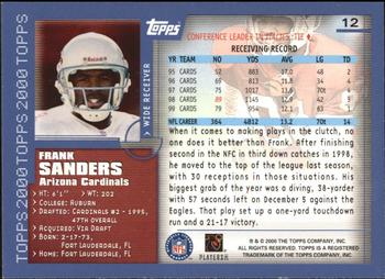 2000 Topps - Topps Collection #12 Frank Sanders Back