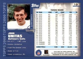 2000 Topps - Topps Collection #19 Johnny Unitas Back