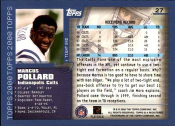 2000 Topps - Topps Collection #27 Marcus Pollard Back