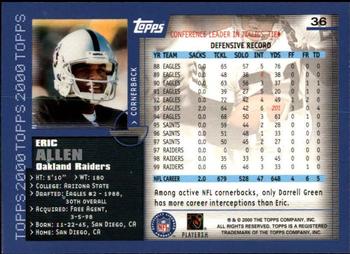 2000 Topps - Topps Collection #36 Eric Allen Back