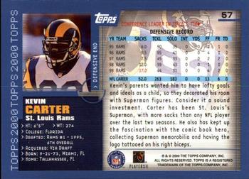 2000 Topps - Topps Collection #57 Kevin Carter Back