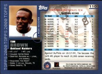 2000 Topps - Topps Collection #110 Tim Brown Back