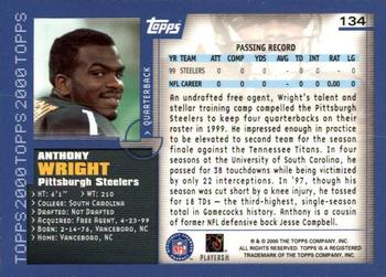 2000 Topps - Topps Collection #134 Anthony Wright Back