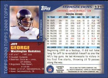 2000 Topps - Topps Collection #171 Jeff George Back