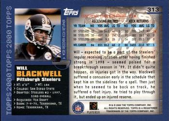 2000 Topps - Topps Collection #313 Will Blackwell Back