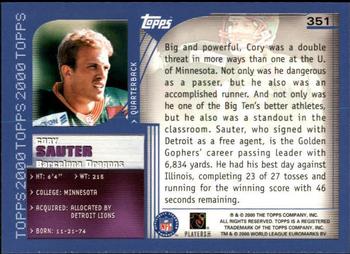 2000 Topps - Topps Collection #351 Cory Sauter Back