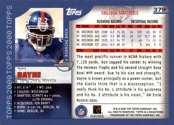2000 Topps - Topps Collection #379 Ron Dayne Back