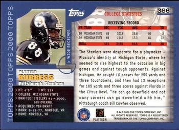 2000 Topps - Topps Collection #386 Plaxico Burress Back