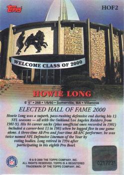 2000 Topps - Hall of Fame Autographs #HOF2 Howie Long Back
