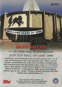 2000 Topps - Hall of Fame Class of 2000 #HOF5 Dave Wilcox Back