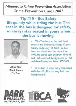 2002 Minnesota Vikings Police #10 Mike Tice Back