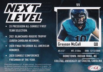 2023 SAGE HIT - Red #99 Grayson McCall Back