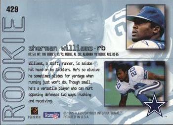 1995 Ultra #429 Sherman Williams Back