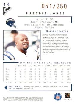 2000 Topps Gallery - Player's Private Issue #26 Freddie Jones Back