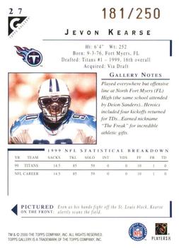 2000 Topps Gallery - Player's Private Issue #27 Jevon Kearse Back