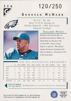 2000 Topps Gallery - Player's Private Issue #116 Donovan McNabb Back
