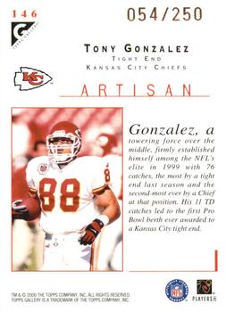 2000 Topps Gallery - Player's Private Issue #146 Tony Gonzalez Back