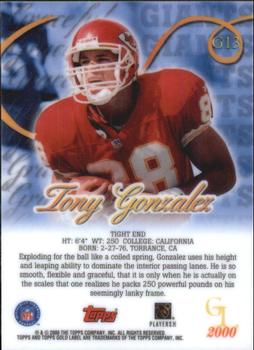 2000 Topps Gold Label - Graceful Giants #G13 Tony Gonzalez Back