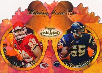 2000 Topps Gold Label - Holiday Match-Ups Fall #T8 Tony Gonzalez / Junior Seau Front