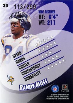2000 Topps Stars - Green #30 Randy Moss Back