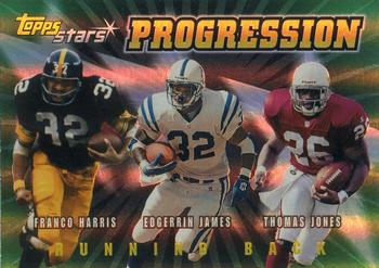 2000 Topps Stars - Progression #P5 Franco Harris / Edgerrin James / Thomas Jones Front