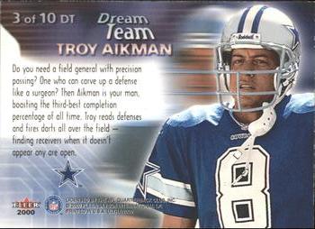 2000 Ultra - Dream Team #3 DT Troy Aikman Back