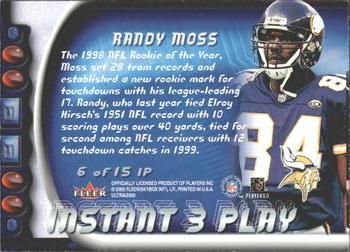 2000 Ultra - Instant Three Play #6 IP Randy Moss Back