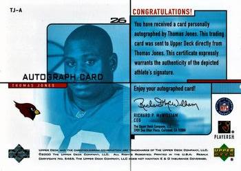 2000 Upper Deck - e-Card e|volve Autographs #TJ-A Thomas Jones Back
