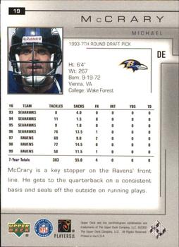 2000 Upper Deck - UD Exclusives Silver #19 Michael McCrary Back