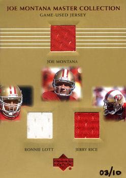 2000 Upper Deck Montana Master Collection - Mystery Inserts #MRL4 Ronnie Lott / Joe Montana / Jerry Rice Front