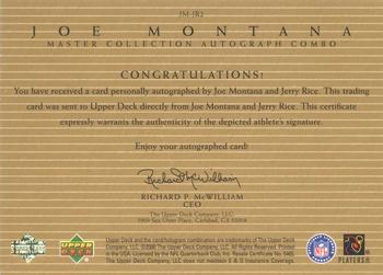 2000 Upper Deck Montana Master Collection - Mystery Inserts #JM-JR2 Jerry Rice / Joe Montana Back