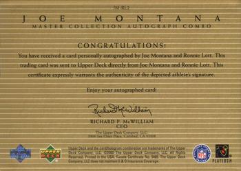 2000 Upper Deck Montana Master Collection - Mystery Inserts #JM-RL2 Ronnie Lott / Joe Montana Back