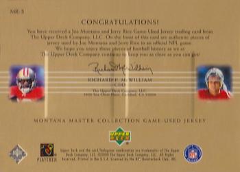 2000 Upper Deck Montana Master Collection - Mystery Inserts #MR3 Jerry Rice / Joe Montana Back