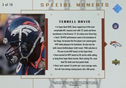 2000 Upper Deck Super Bowl XXXIV Special Moments 3x5 #2 Terrell Davis Back
