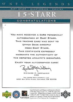 2000 Upper Deck Legends - Autographs #ST Bart Starr Back