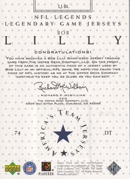 2000 Upper Deck Legends - Legendary Game Jerseys #LJ-BL Bob Lilly Back