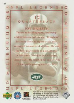 2000 Upper Deck Legends - Millennium QBs #M6 Joe Namath Back